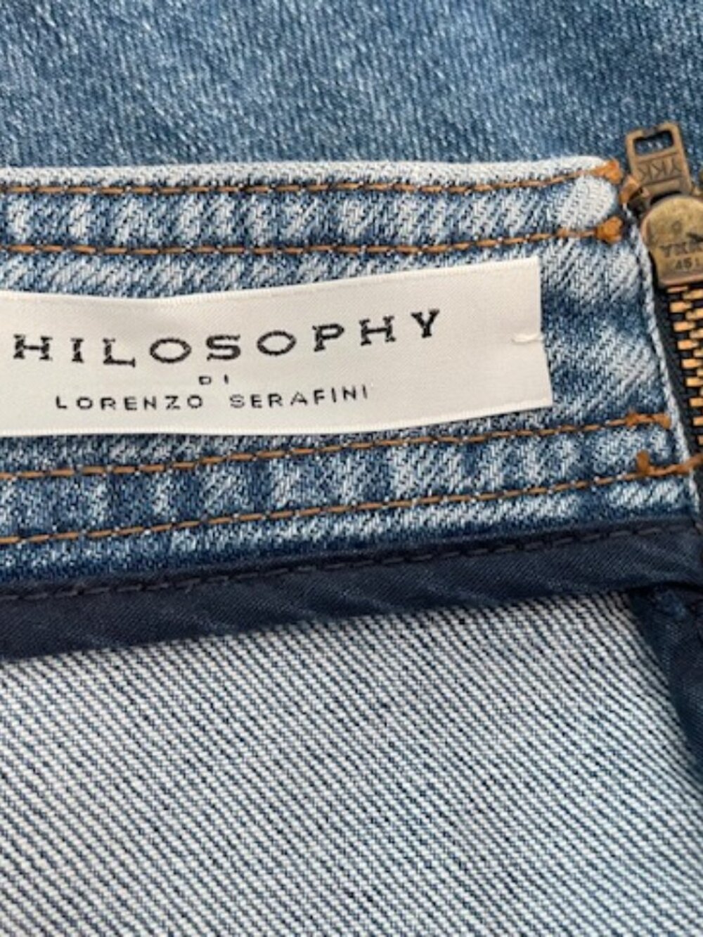 Anthropologie Denim Skirt Zipper Back A line Minimalist Blue Jean Sz 10 8 Medium - Picture 11 of 14